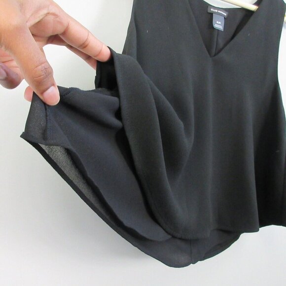 Club Monaco Cropped Tank Top Blouse Women M Black V-Neck Casual Party 152 - Picture 8 of 11